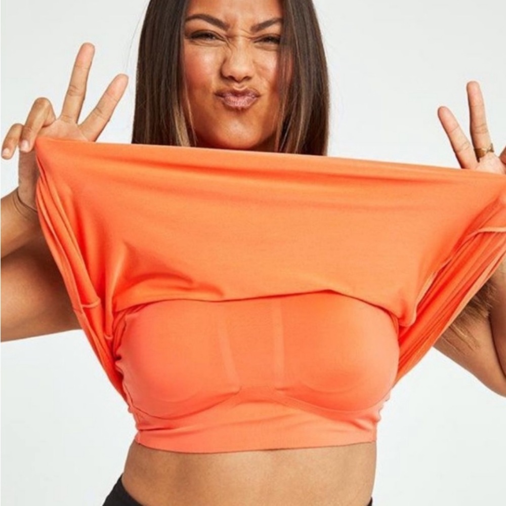 SheBird The Freedom Racerback Tank With Built in Bra in Orange